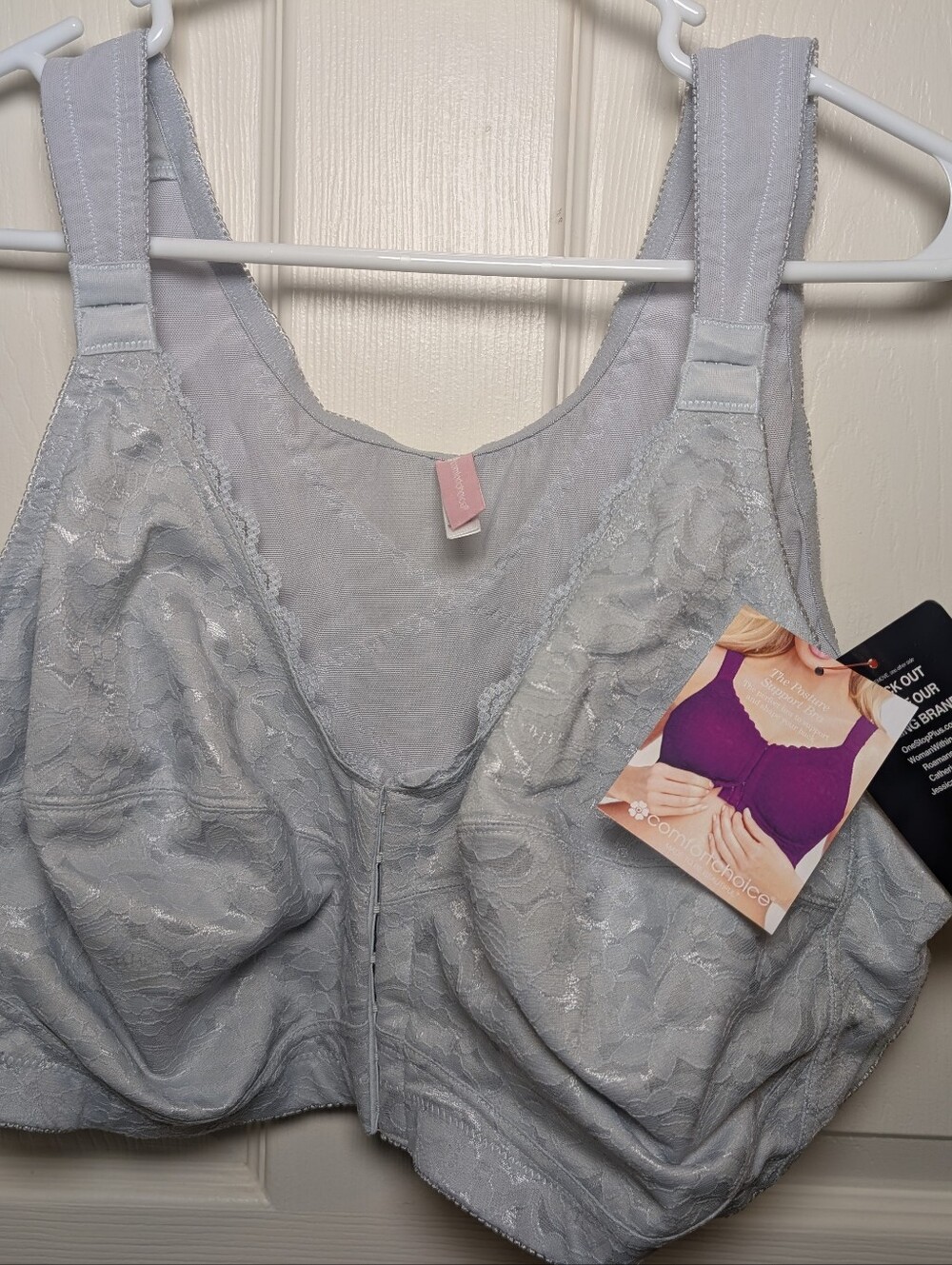Comfort Choice Posture Support Bra Size 50C Blue/Gray NEW Front Close